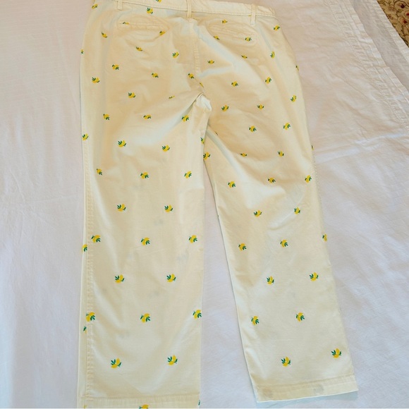 Talbots Pants Lemon Embroidered Relaxed Chino Ivory Cotton Plus Size 16W Petite - Picture 9 of 16